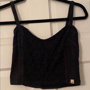 Hollister Navy Blue with Lace Detail Crop Top, M
